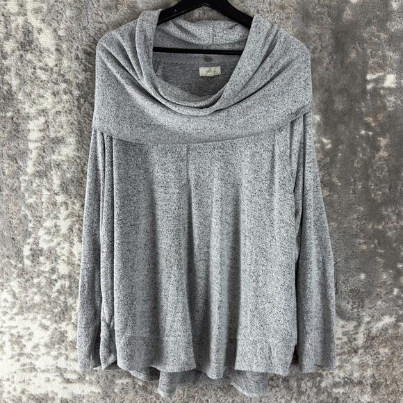 Cupio Plus Size 3X Cowl Neck Outdoor Sweater Gray Long Sleeve Pullover Stretch - Picture 1 of 8